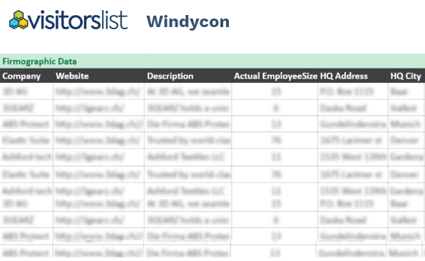 Windycon Exhibitors List & Attendees Lists