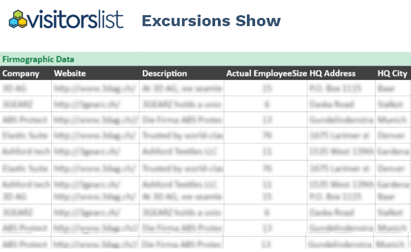 Excursions Show Exhibitors List & Attendees Lists