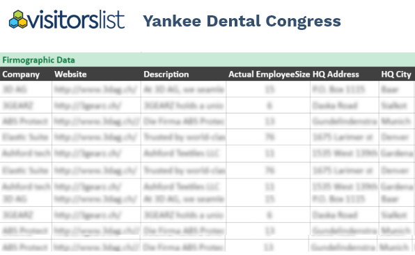 Yankee Dental Congress Exhibitors List - VisitorsList