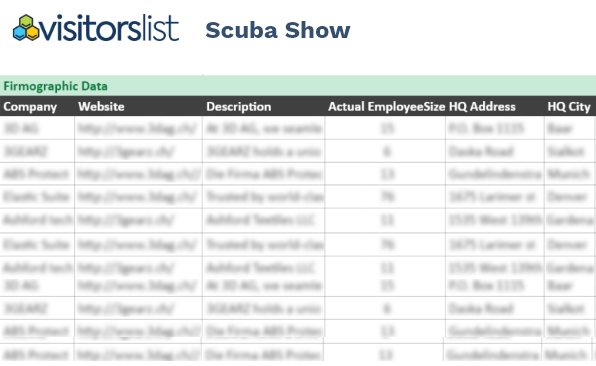 Scuba Show Exhibitors and Attendees Lists